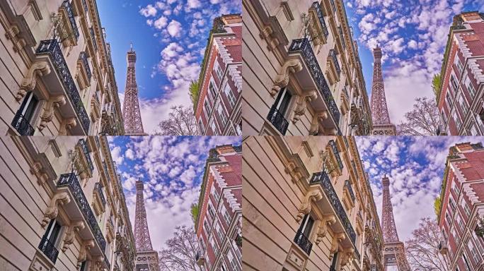 巴黎和埃菲尔铁塔的象征性景观。创意概念观
