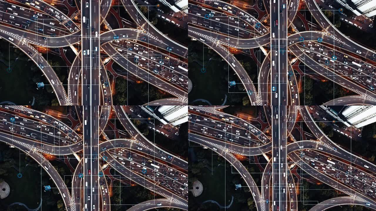 未来智能交通科技感路网俯拍俯视