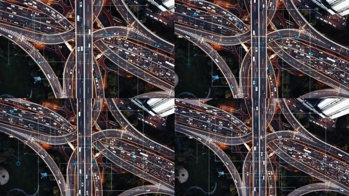 未来智能交通科技感路网俯拍俯视
