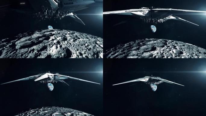外星母舰掠过月球前往地球