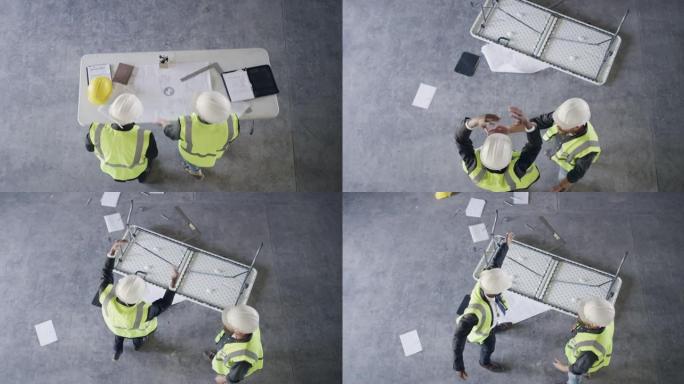 两名男子在建筑工地吵架的4k录像