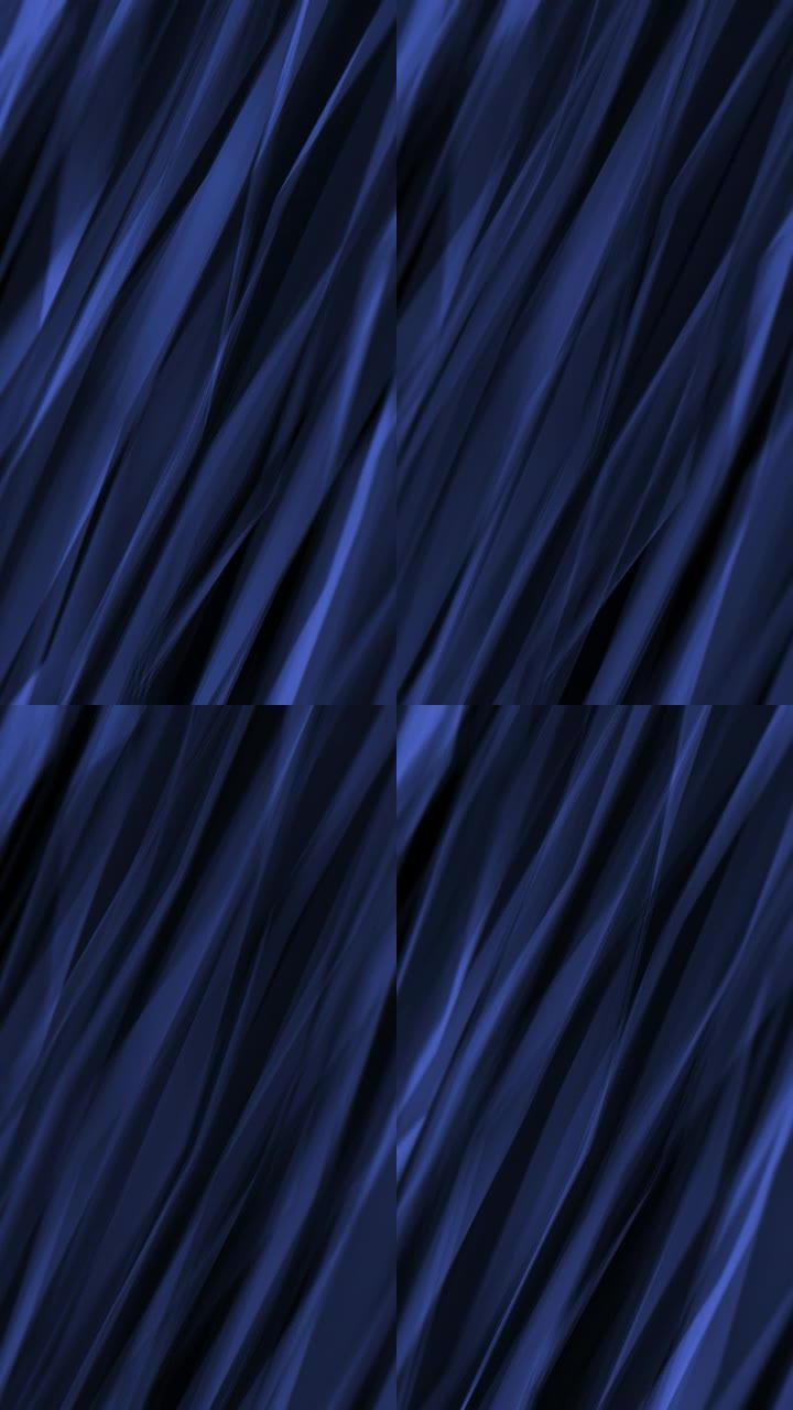 抽象平滑光泽波浪形蓝色暗线抽象运动背景。无缝循环。