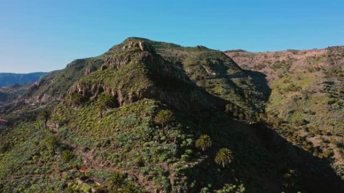 西班牙戈梅拉/加那利群岛的空中岩石景观