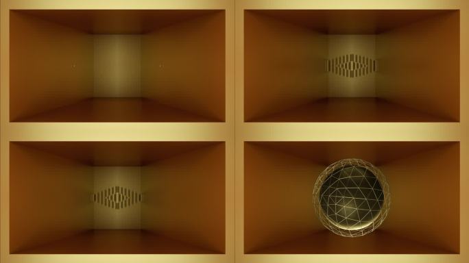 【裸眼3D】金色艺术裸眼球体冲出空间矩阵