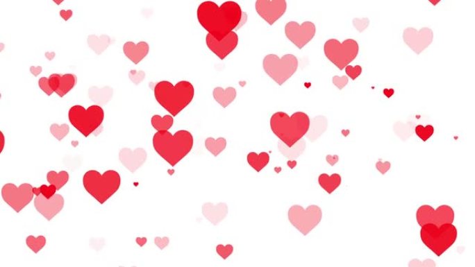 心脏图标在孤立的白色背景上移动，扁平的风格和爱情符号，情人节的概念，像按钮，喷泉，设计元素，情感，社