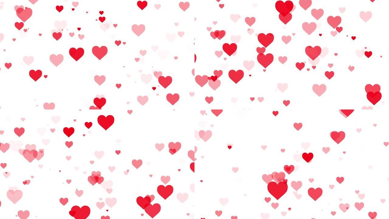 心脏图标在孤立的白色背景上移动，扁平的风格和爱情符号，情人节的概念，像按钮，喷泉，设计元素，情感，社