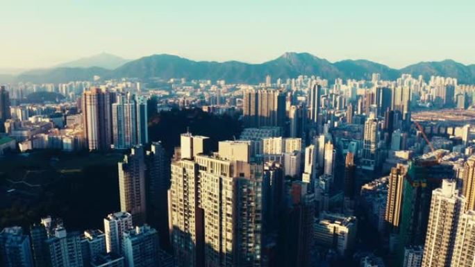 香港九龙住宅区现代都市大鸟瞰