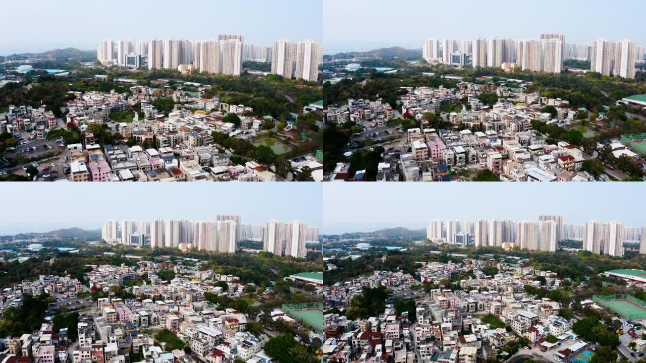 香港旧村和天水围村鸟瞰图