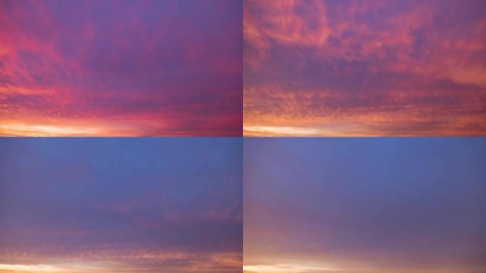 延时戏剧性的阴云密布的日出天空，从右向左移动