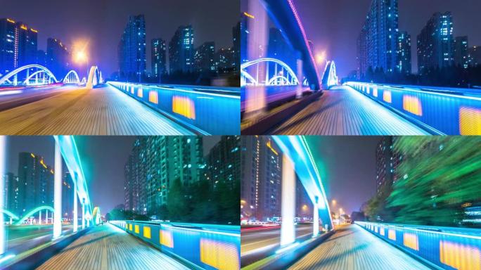 夜间深圳中城的高层现代高层建筑和城市道路