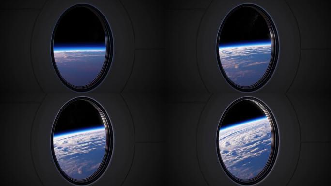 从起飞进入太空的私人航天器的舷窗看地球
