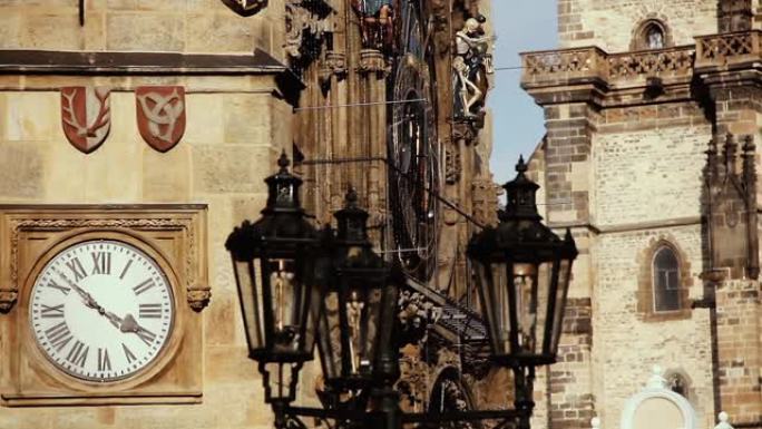 布拉格天文钟或布拉格Orloj附在布拉格旧市政厅，捷克共和国。