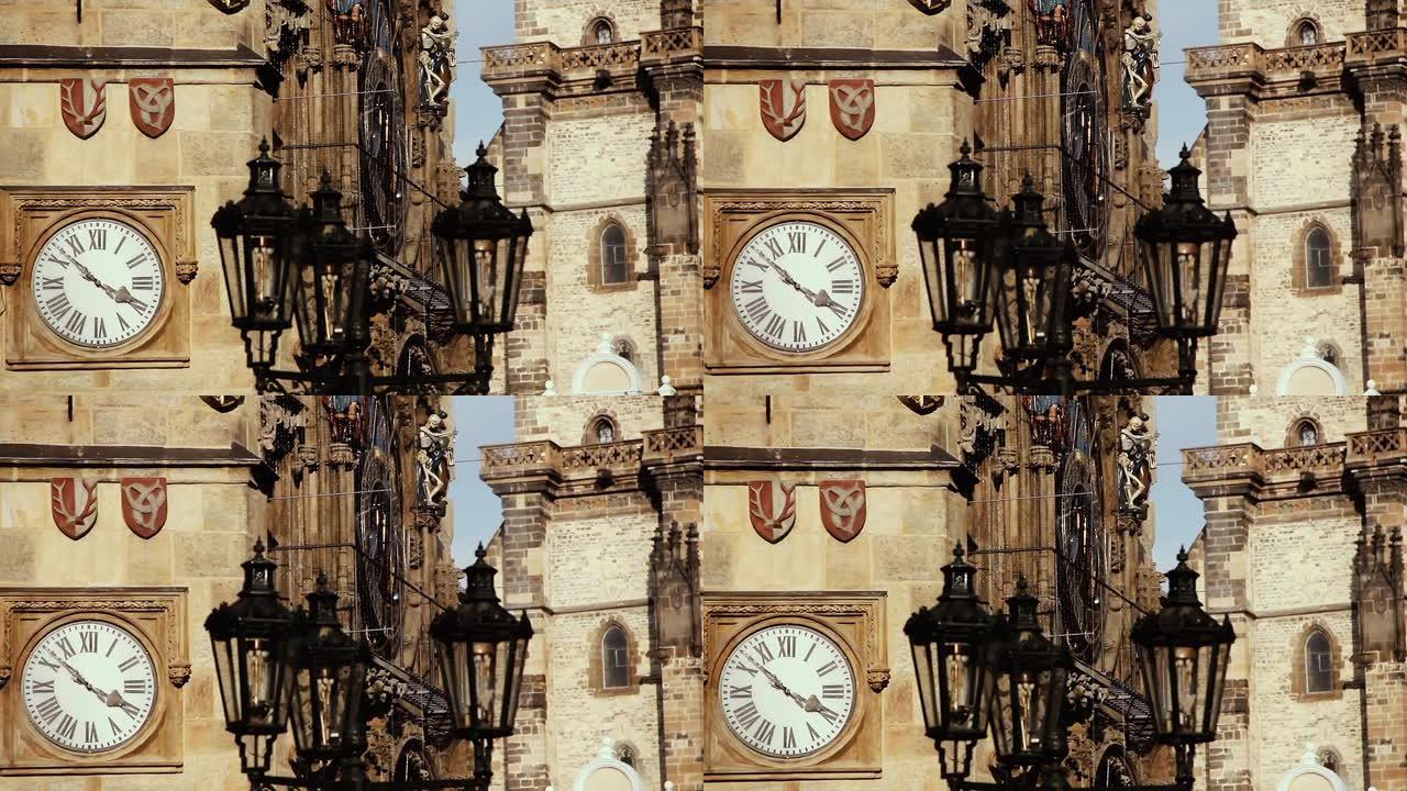 布拉格天文钟或布拉格Orloj附在布拉格旧市政厅，捷克共和国。