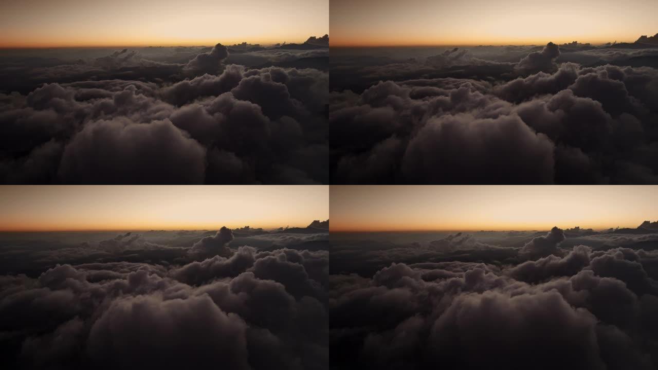 从飞机的角度来看，云海移动