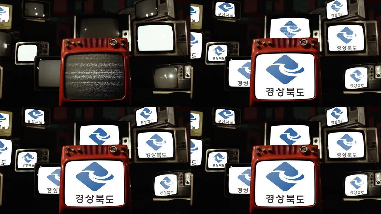 韩国忠北道旗和古着电视。
