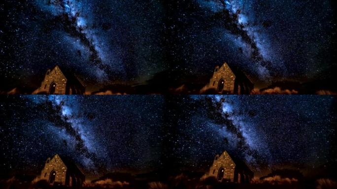 银河系在教堂上空的时间流逝