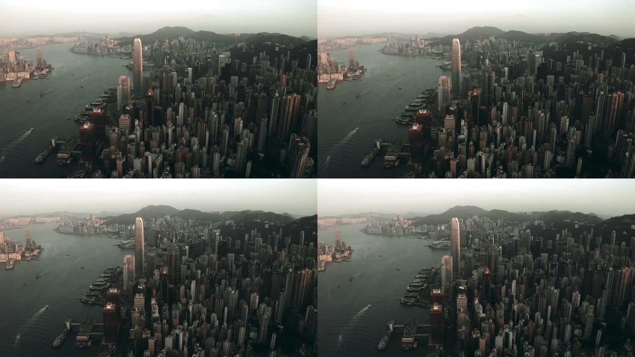 中国香港的无人机视图