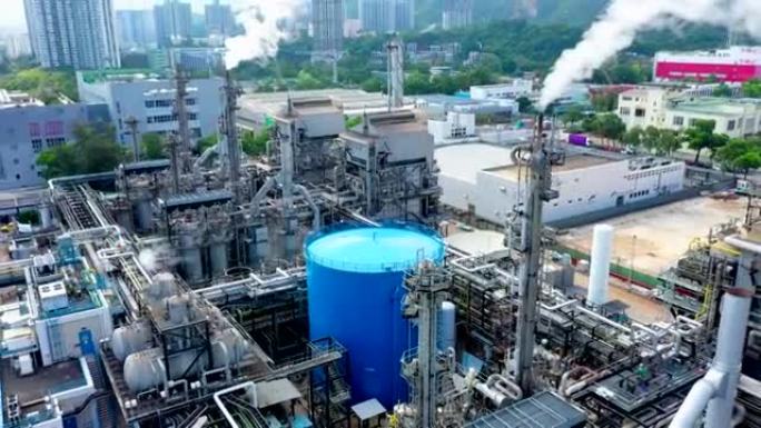 香港的天然气站俯拍俯视工业园工业区