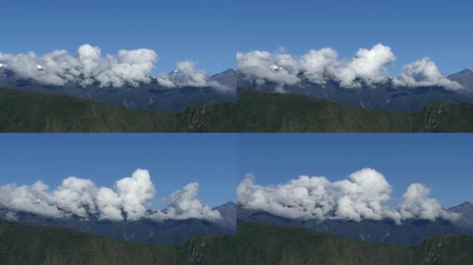 云层在山上形成巨大的质量