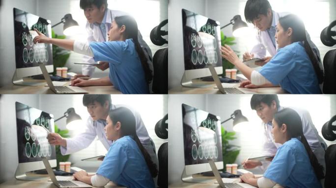 计算机上数字胶片和x射线图像的两位医生分析