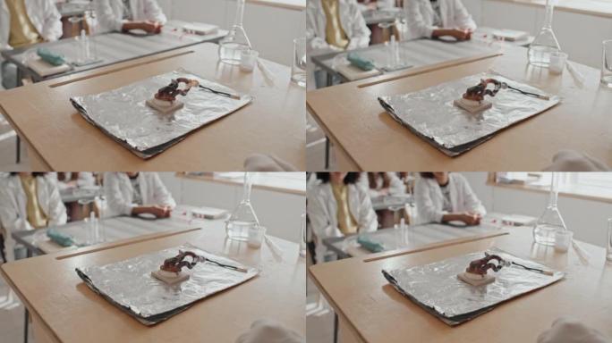 黑火蛇实验做化学实验视频素材