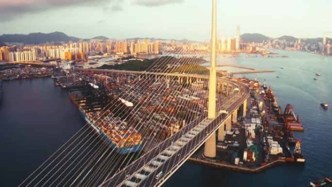 香港日落时间的石匠大桥