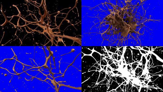 慢动作4K哑光阿尔法通道面膜中的液体巧克力爆炸