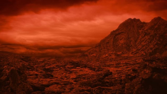充满敌意的红色星球景观与雷击