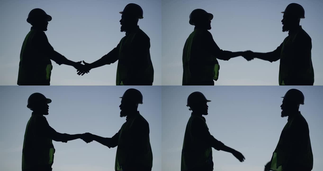 两个无法识别的人握手的4k视频片段