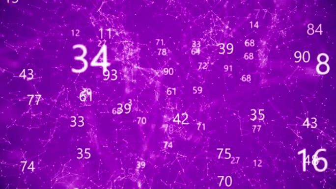 抽象数字连接移动点、线和数字。摘要dop模糊计数数字。人工智能运动设计。金融，游戏，互联网，教育，头