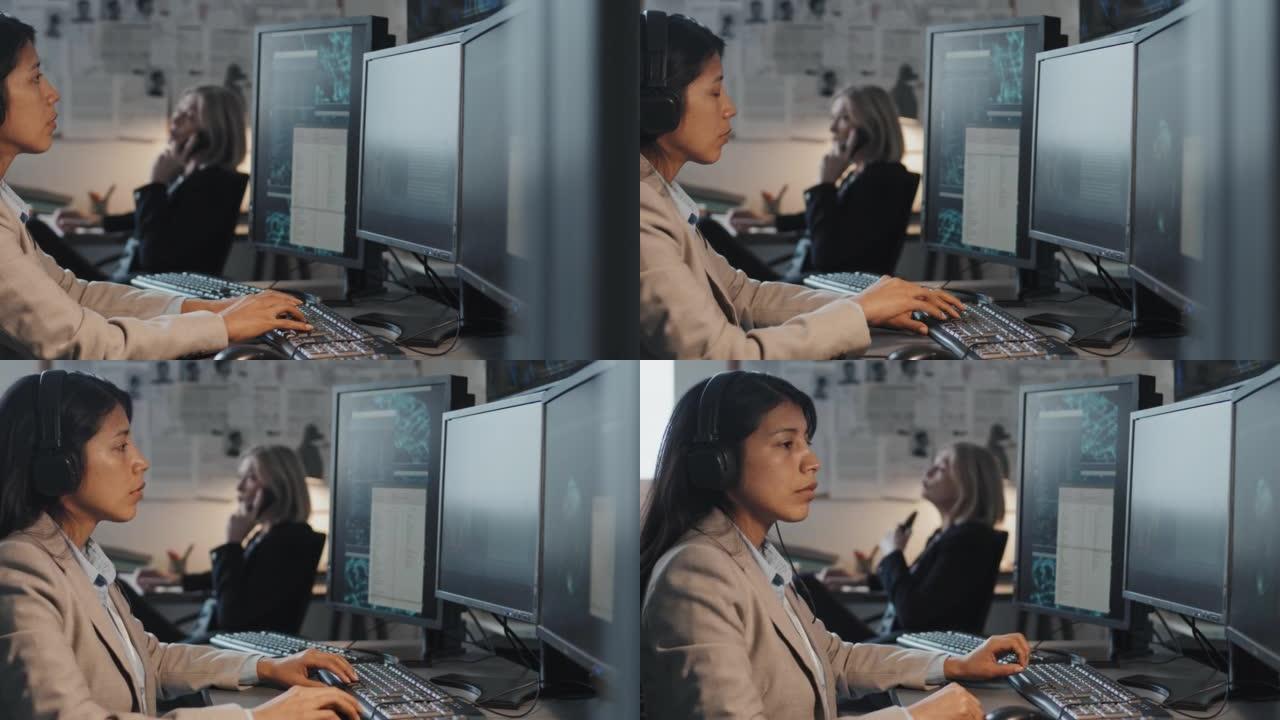 办公室里在电脑上工作的女人