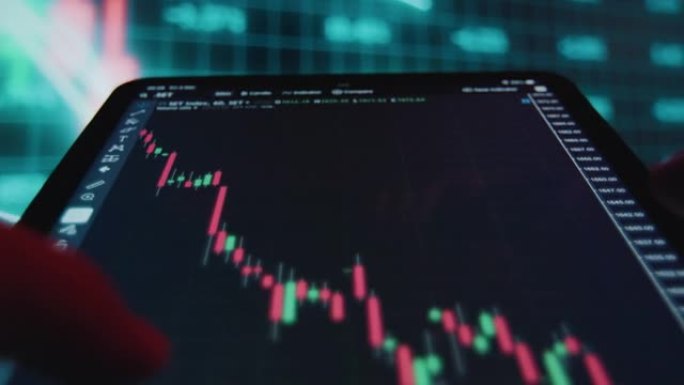 交易员在股票市场交易中使用平板电脑