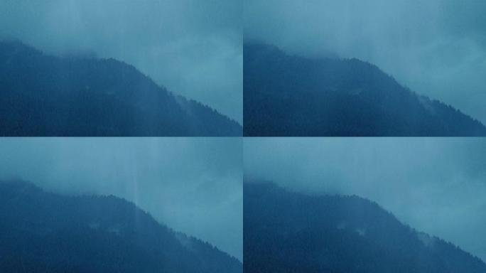 迷雾山脉景观上的暴雨