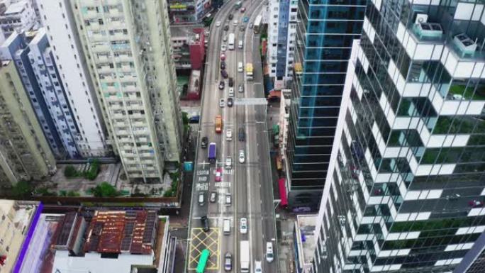 香港城市场景的无人机视图
