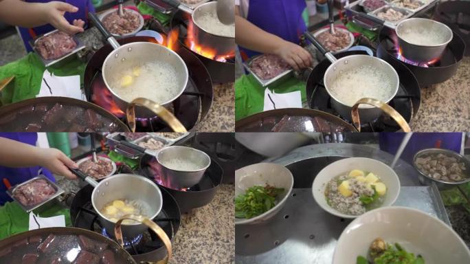 做Kuay Jab，面条汤泰国街头食品。