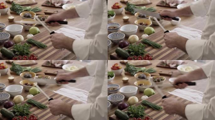 4k视频片段，一个无法识别的厨师在家里的厨房里准备圣诞大餐