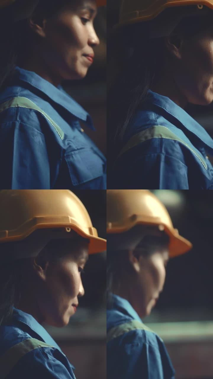工厂里的女工外国人笑脸笑容铁路工程师安全