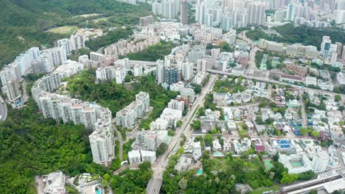 香港无人机拍摄的空中九龙概况晴天