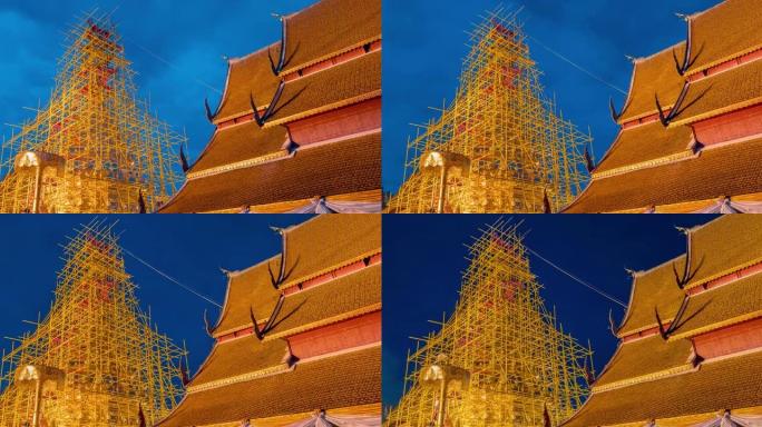 修复位于清迈suthep寺土地标志的Wat phra的宝塔