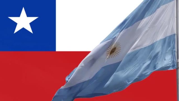 阿根廷国旗高于智利国旗。
