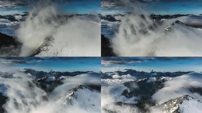 云雾在山间飘荡乌云密布白色云彩青山环绕
