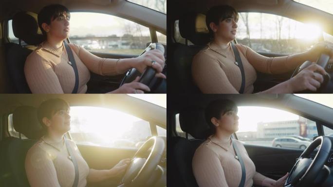 下午开车的女人宣传片实拍视频素材