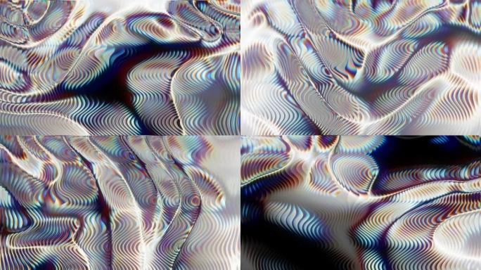 涟漪纹理下慢动作漂浮的抽象彩虹色图案