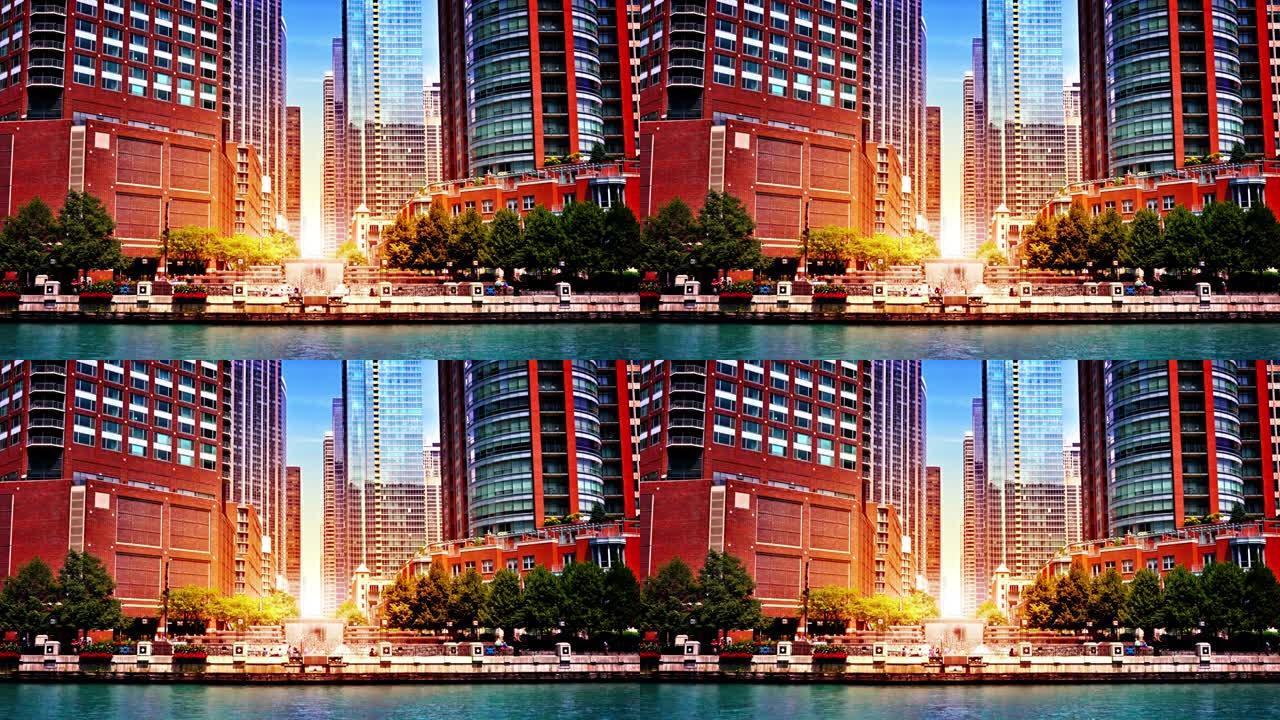 城市的日出。芝加哥