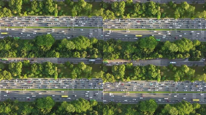 无人机鸟瞰北京城市繁忙道路