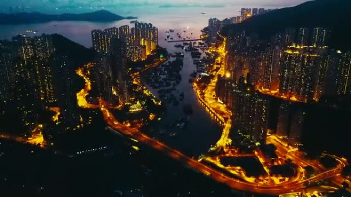 香港香港仔避风塘的无人机景观