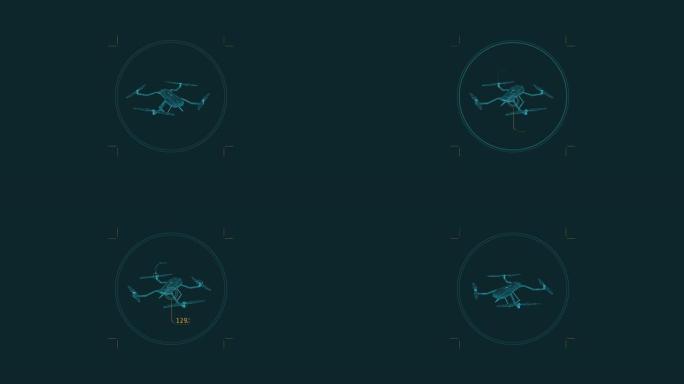 圆形HUD元素中四轴飞行器的循环动画。