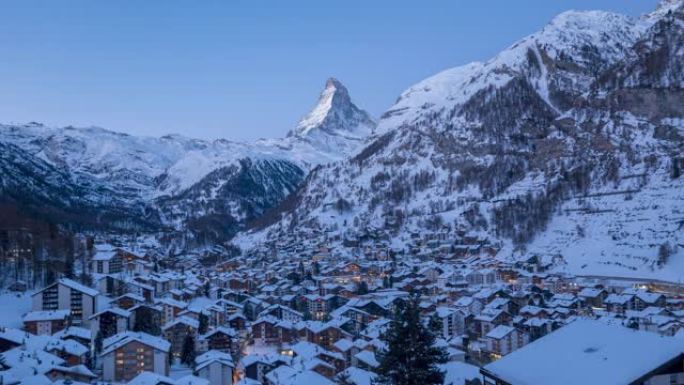 Zermatt city village Matterhorn peak view point的4k