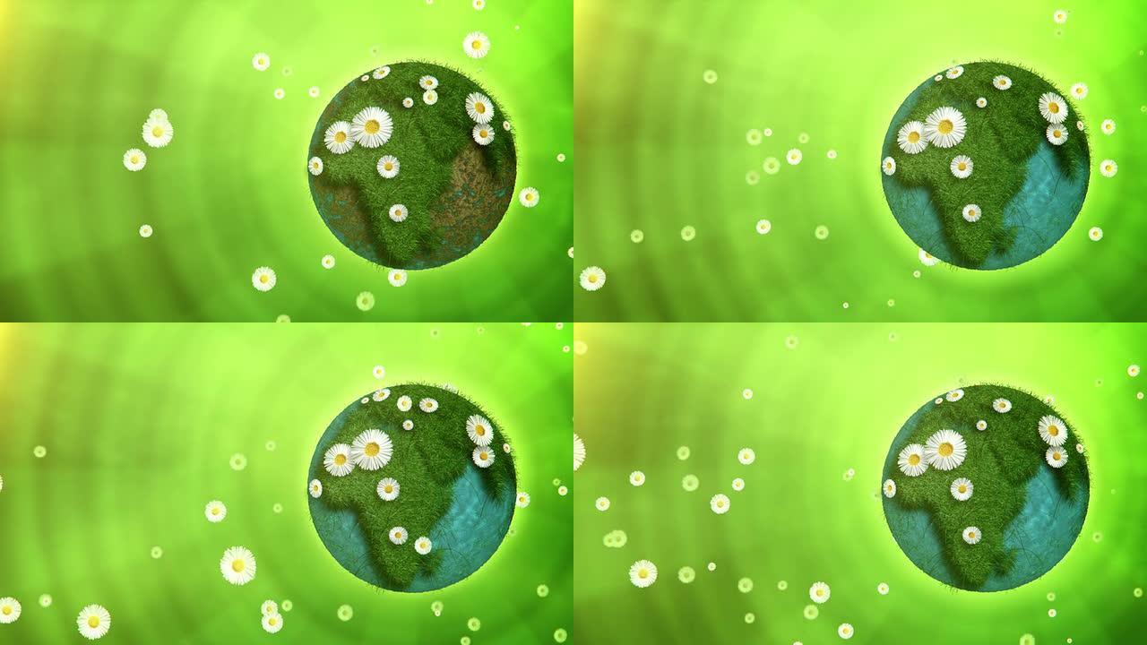 自然地球 (右侧放置，绿色背景)-循环