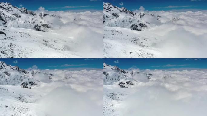 雪山矗立在云海上川西风光航拍大景山区景色